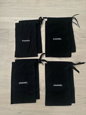 CHANEL Black Dust Bag- 4  Sets with White Logo